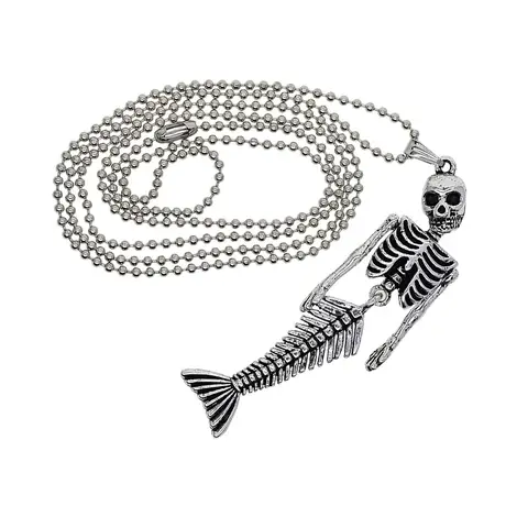 Ожерелье-цепочка из бисера на Хэллоуин с подвеской в виде скелета русалки