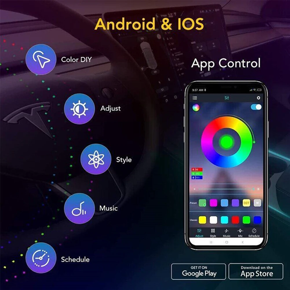 

Приборная панель Φ RGB для Tesla Model 3 Y Центральная фотография Φ центральная консоль приборная панель неоновая