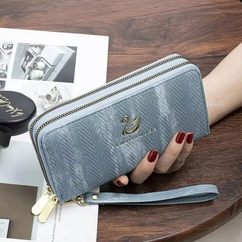 

Woman's wallet Long New multi-function large-capacity mobile phone bag double zipper Swan Feiyan Female wallet in hand 387