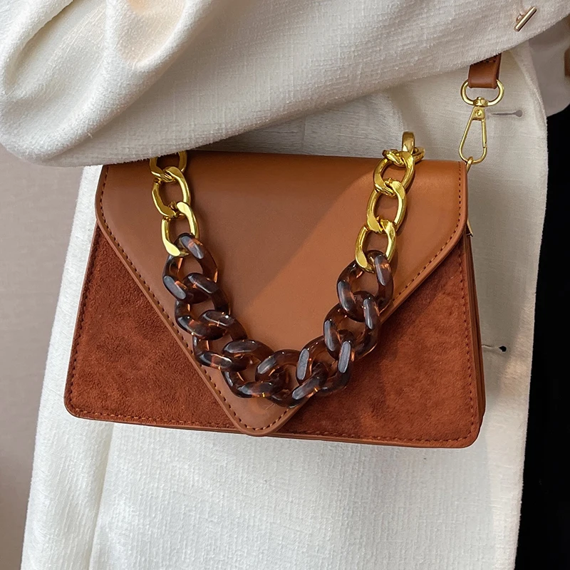 

Модная однотонная сумка через плечо на цепочке, винтажная Классическая модная женская маленькая сумка через плечо с откидной крышкой, унив...