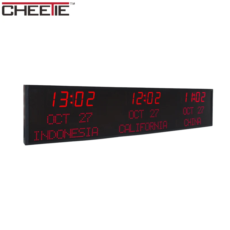 Фото Настенные цифровые LED-часы CP36 Precision с функцией отображения мирового времени и поддержкой нескольких часовых поясов №3