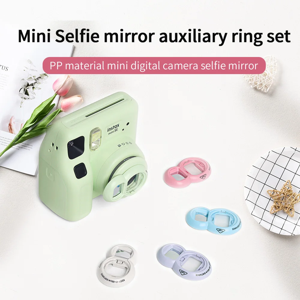 Фото Подходит для Fujifilm Polaroid Mini 9/8/8 +/7S серии, зеркало для селфи, цвет макарон, аксессуары для зеркал для селфи с кроликом №1