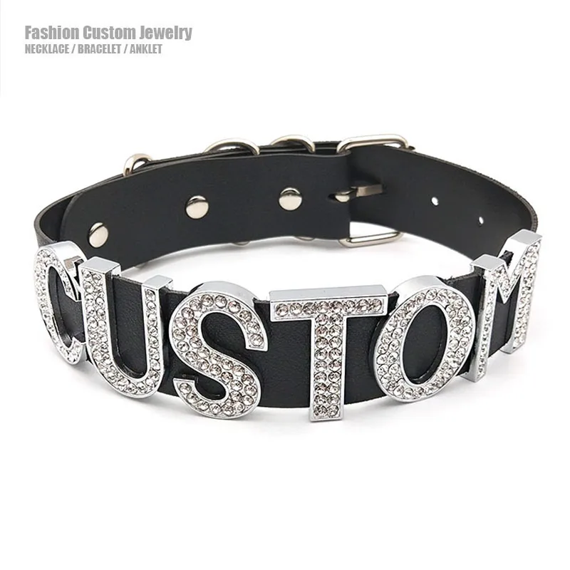 Массивное ожерелье-чокер в стиле панк с большими буквами на заказ массивное