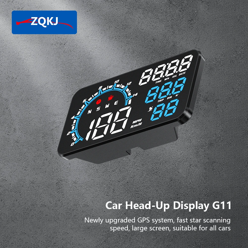 

ZQKJ G11 Car Head Up Display Automotive Electronics Accessories GPS HUD For All Cars Digital Speedometer Multifunction Meter