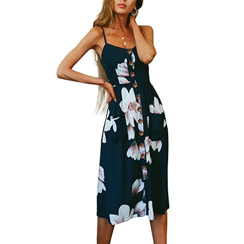 

Элегантное женское длинное платье, привлекательное пляжное платье на бретелях с открытой спиной и цветочным рисунком