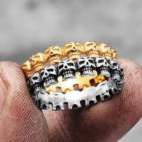 thin punk skull stainless steel mens women rings gothic hiphop trendy unique for male biker jewelry creativity gift wholesale