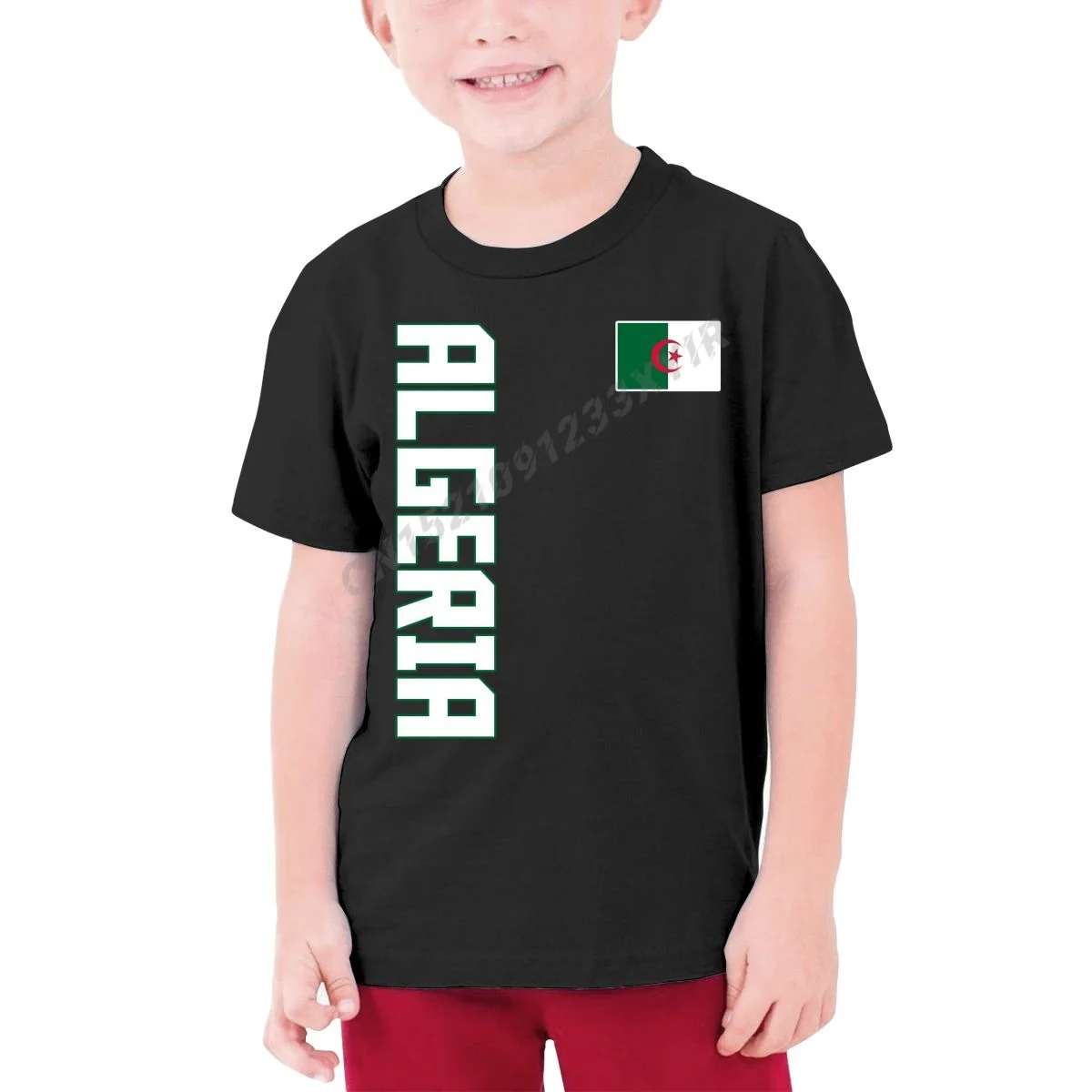 

Детская футболка с флагом Алжира, Детская футболка из 100% хлопка, Молодежная Футболка с круглым вырезом и коротким рукавом, одежда для девоче...