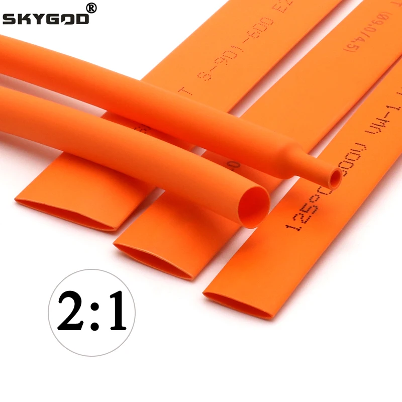 1 ~ 10 м термоусадочная трубка 2:1 оранжевый диаметр мм 50 полиолефиновая обертка для