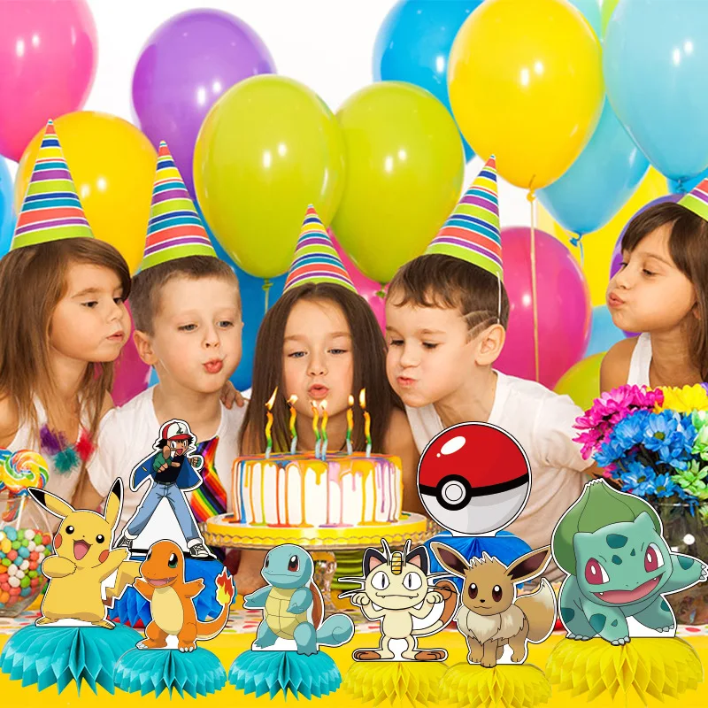 

Pokemon Theme Cartoon Character Party Set Desktop Decoration Honeycomb Base Birthday Party Decoration Honeycomb Decoration