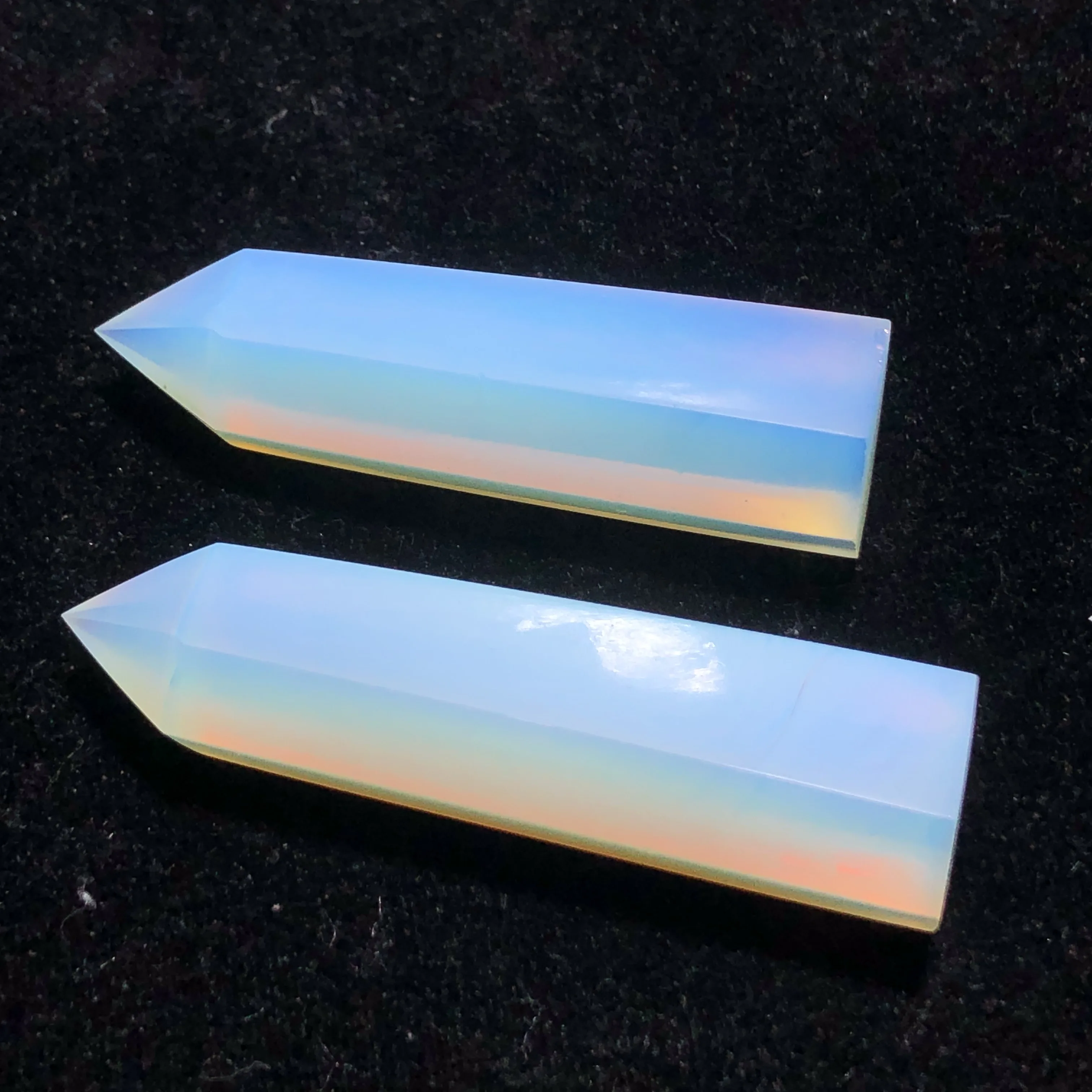 Opalite ручная полировка Шестигранная точка чакры Исцеление Рейки фэн-шуй Кристалл