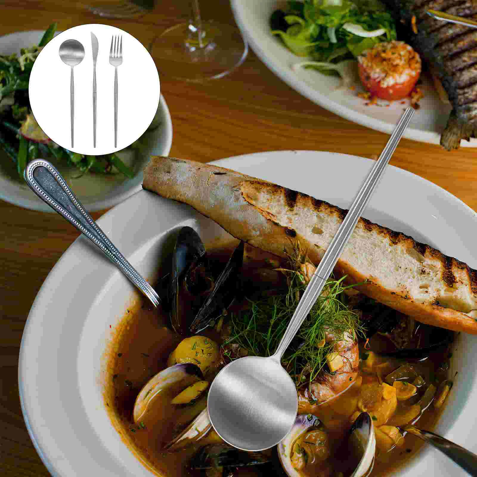 

Travel Set Stainless Steel Flatware Serving Utensils Stainless Steel Flatware Sets Camping Dinnerware Forks Steak Fork Spoon