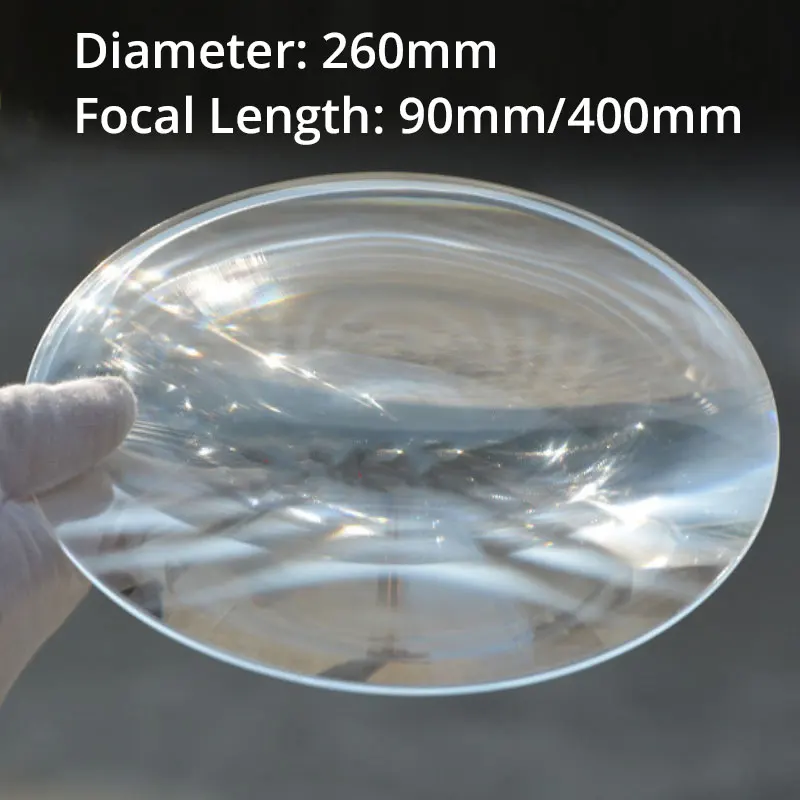 

260mm Optical PMMA Plastic Solar Fresnel Condenser Lens Focal Length 90mm 400mm Magnifying Glass Solar Focus Lens