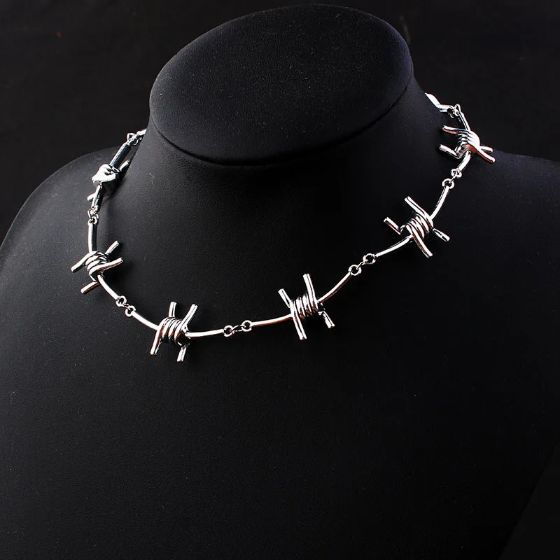 

New Small Wire Brambles Iron Unisex Choker Necklace Women Hip-hop Gothic Punk Style Barbed Wire Little Thorns Chain Choker Gifts