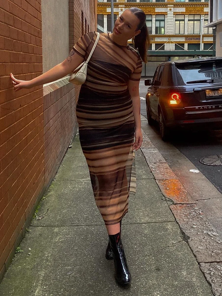 Женское Прозрачное платье Fantoye с круглым вырезом комплект из двух предметов