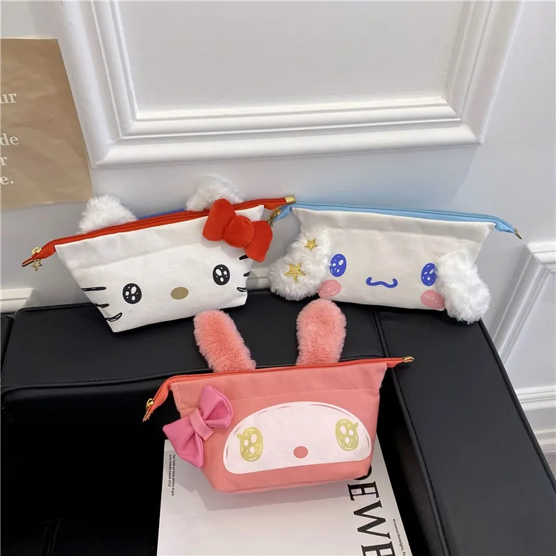 

Sanrio Anime Cartoons Kawaii My Melody Large-capacity Makeup Bag Cinnamoroll Portable and Simple Cute Hello Kitty Storage Bag