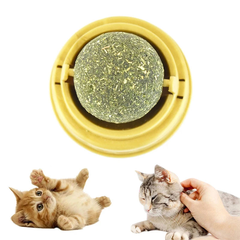 

5PCS Natural Catnip Toy Ball Cat Catnip Treat Balls Edible Treating Cleaning Teeth Improving Wool Toy Ball Rotating Catnip Ball