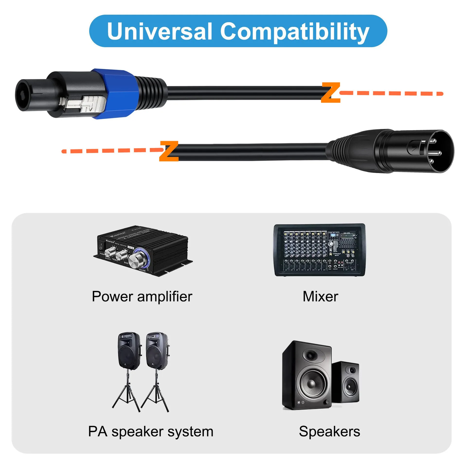 Speakon Rotary XLR Женский Мужской Аудиоудлинительный кабель - Pro DJ PA Gig Stage Microphone 3P