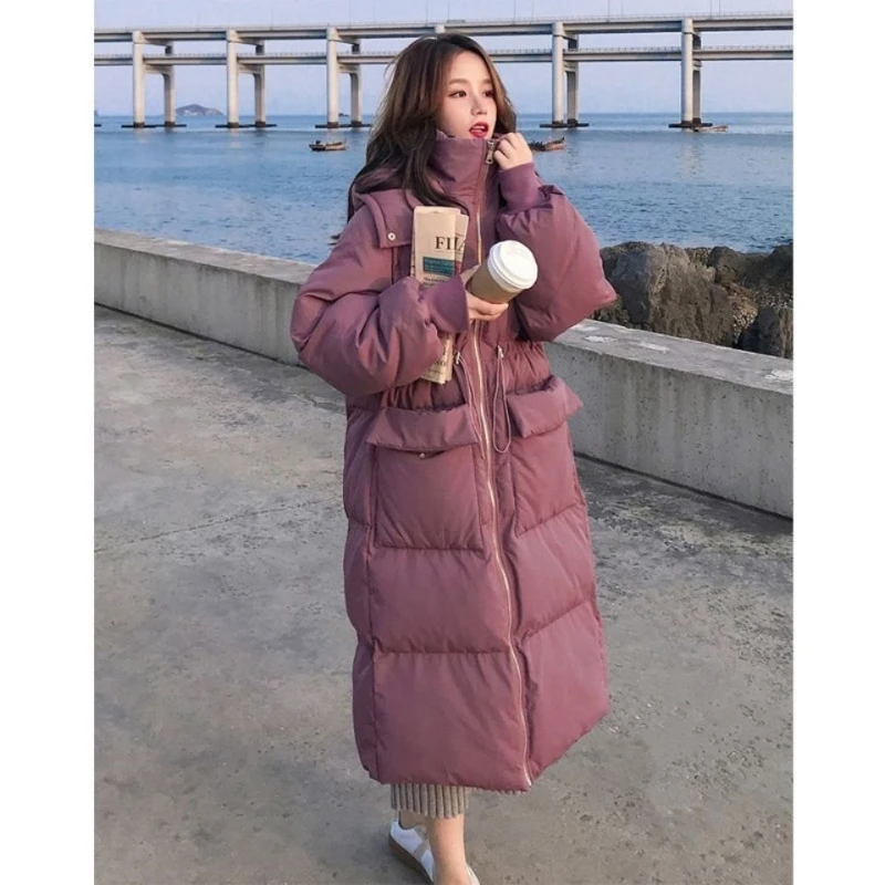 2023 Winter New Down Jacket Women's Mid-length Over-the-knee Korean Style Waist Padded Jacket