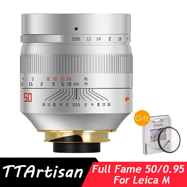 

TTArtisan 50mm F0.95 Full Fame Lens for Leica M-Mount Cameras Like M240 M3 M6 M7 M8 M9 M9p M10 Silver Lenses Free Shipping