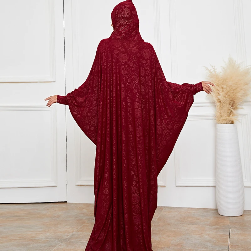Hijab Islam Prayer Dress Jilbab Muslim Woman 1 Piece For 2022 Jacquard Hooded Abaya Salat Prayer Gown Burka Eid Ramadan Clothes