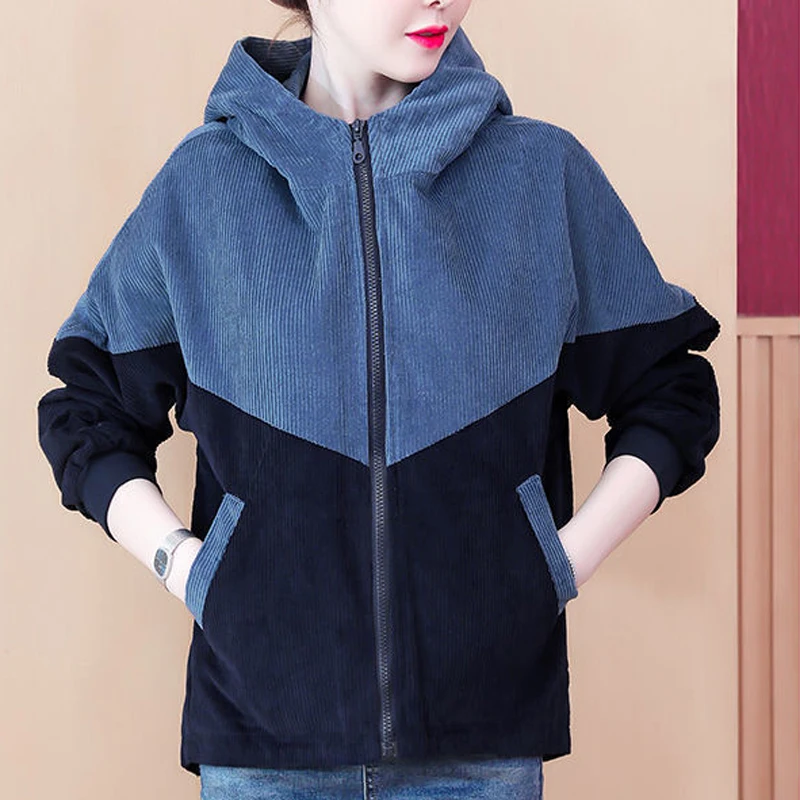 

Fashion Women Coats Solid Color Patchwrok Double Pockets High Quality Casual Vacation Warm Comfortable Jackets