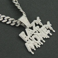 iced out cuban chains bling diamond letter eazy money rhinestone pendants mens necklaces gold chain charm jewelry for men choker