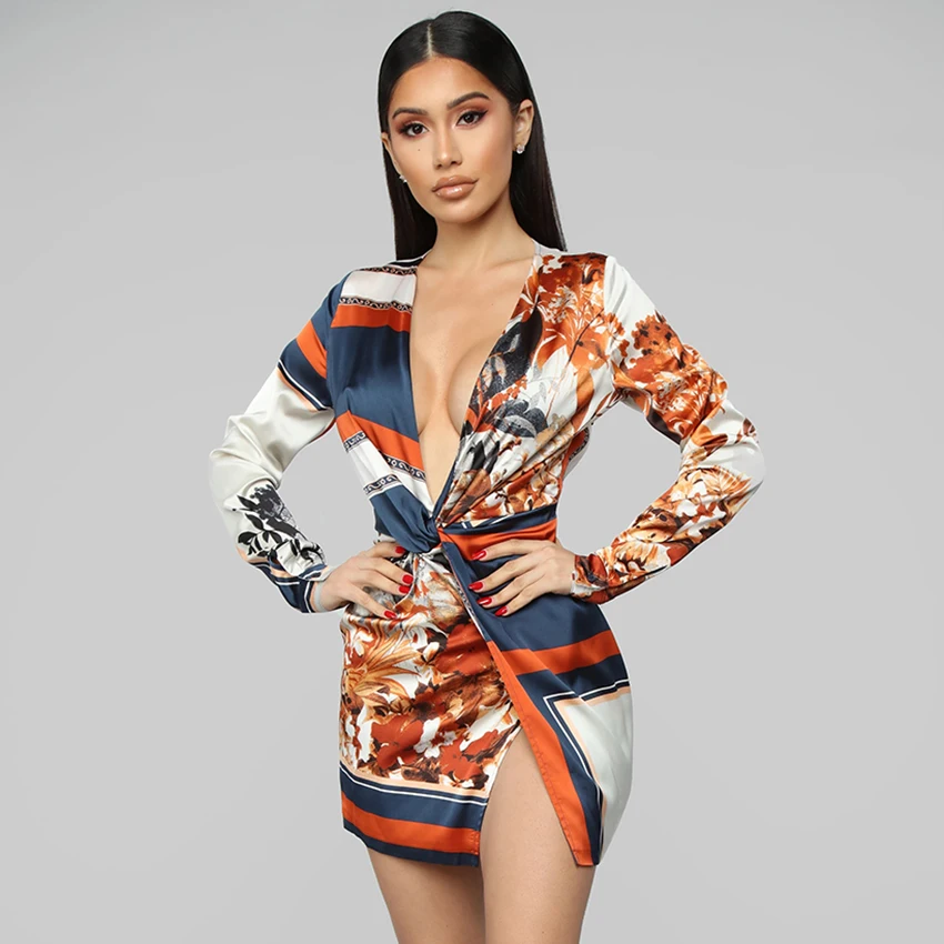 

Women's summer dress, 2022, sexy & club, handpainted plant print, asymmetrical, mini dress, elegant, party, woman