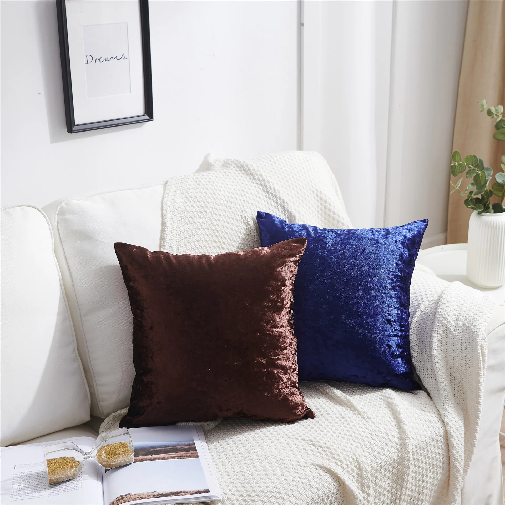 Фото Велюровая наволочка 45*45, декоративная наволочка для подушки, простой дизайн, чехол для дивана, спальни, гостиной №3