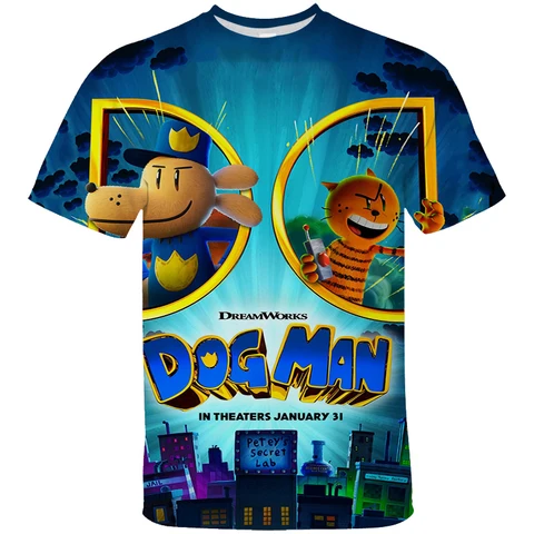 Детская футболка с собакой, мужская футболка с героями мультфильмов для мальчиков, летняя повседневная футболка с 3D принтом и короткими рукавами, одежда для маленьких девочек, забавные детские футболки Dogman