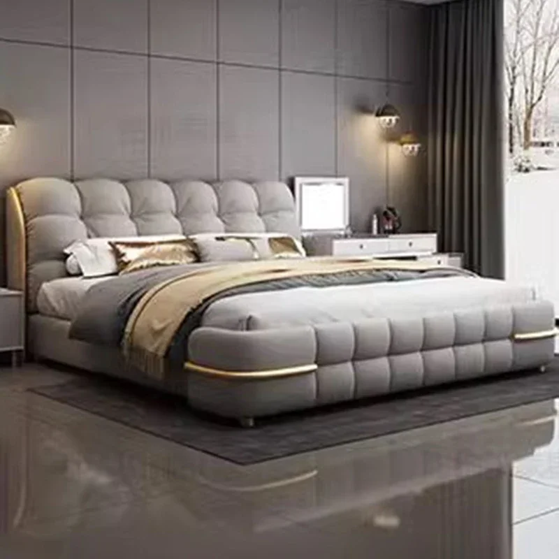 Современная мягкая кровать Whitr дизайнерская Простая с изголовьем кровати