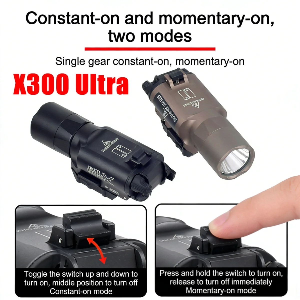 Фото Тактический фонарь SureFire X300 Ultra с двойным переключателем X300V IR SF X300U LED для GLOCK 17 19 CZ-75, для охотничьего оружия, тактический фонарь-лампа №4