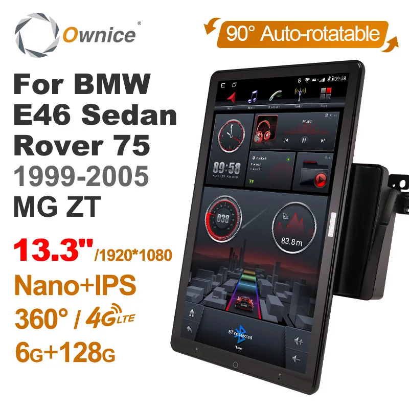 Android 10.0 Ownice Car Radio Auto for BMW E46 Sedan Rover 75 1999-2005 MG ZT 13.3" No DVD support  Quick Charge Nano 1920*1080