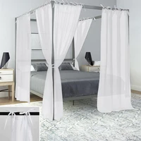 NICETOWN 8pc Sheer Window Curtains with Tie Up for Canopy Bed White