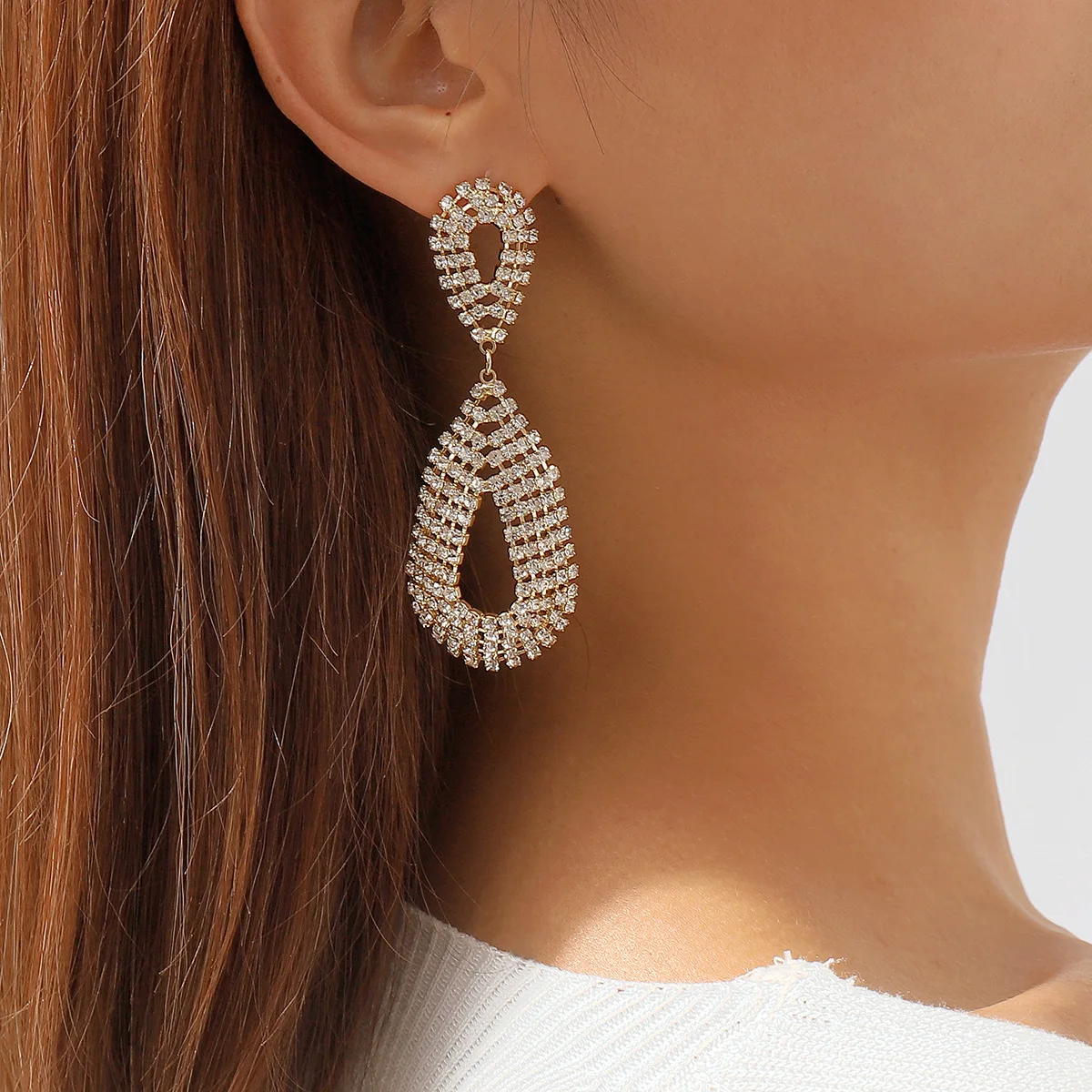 

Zircons Classic Water Drop Shaped Earrings Crystal Party Earrings Wedding Jewelry For Brides Bridesmaid