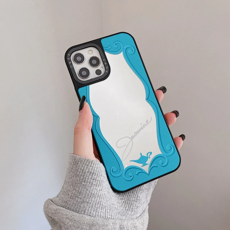 

Colored Princess Makeup Mirror Phone Case For iPhone 12 13 Mini 11 Pro Max 13Pro XS Max X XR SE2 7 8 Plus Shockproof Cover Funda