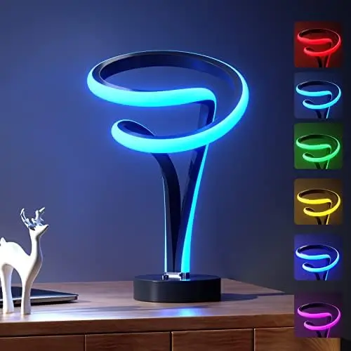 

Light Modes Modern Spiral RGB Table Lamp, Cool Lamps for Bedroom, Touch Dimmable LED Nightstand Lamp, Unique Lamps for Living Ro