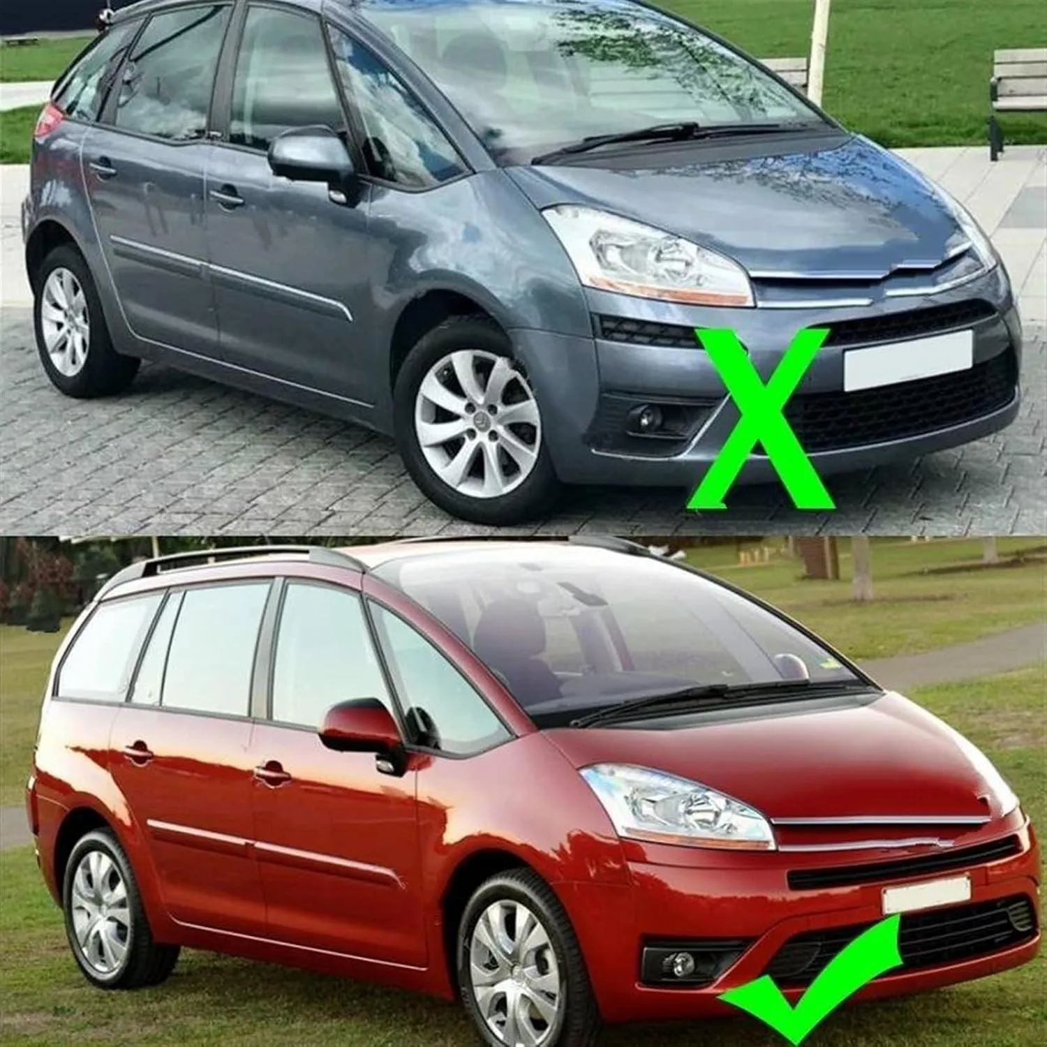 Фото 7414SC Для Citroen C4 Picasso 2006-2013: Накладка на передний бампер, рамка противотуманной фары, решетка, крышка, декоративная накладка на капот, деталь из АБС-пластика №2