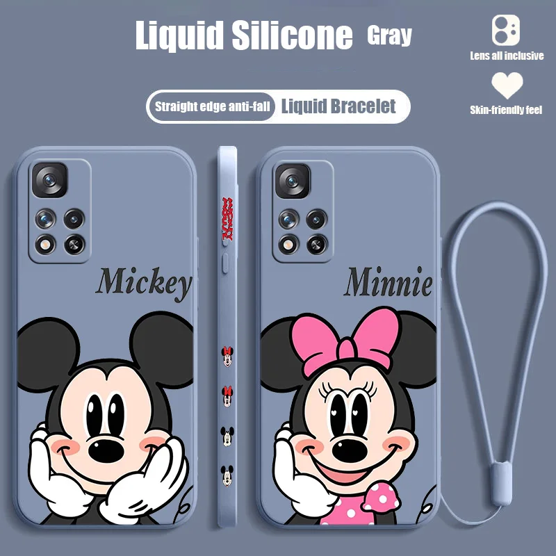 

Minnie Mickey Disney Cute For Redmi Note 12 11T 11S 11E 10S 10T 10 9S 9T 8 Pro Plus Lite Max Liquid Left Rope Phone Case