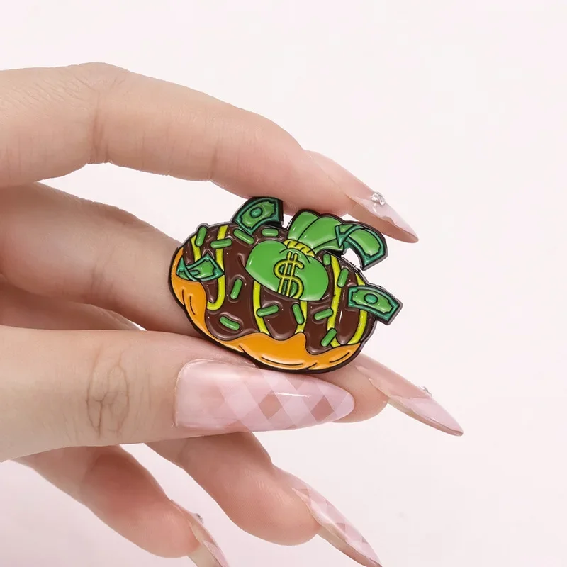 Мультяшная банкнота Хан эмалированная булавка вкусный гамбургер тостер брошь