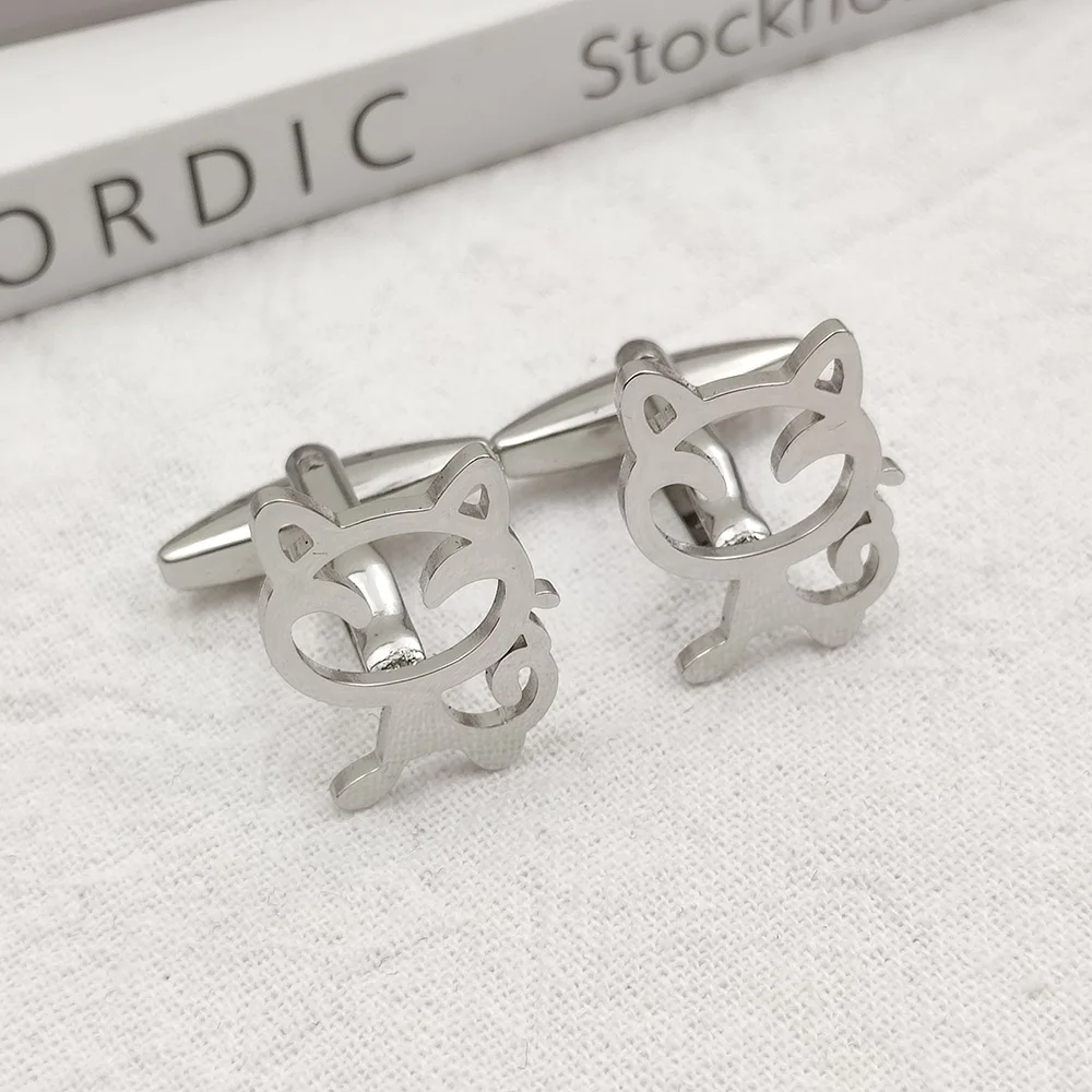 

Men's French Shirt Cufflinks Cute Kitten Design Wedding Banquet Groomsmen Gift Charm Jewelry boutons de manchette pour hommes