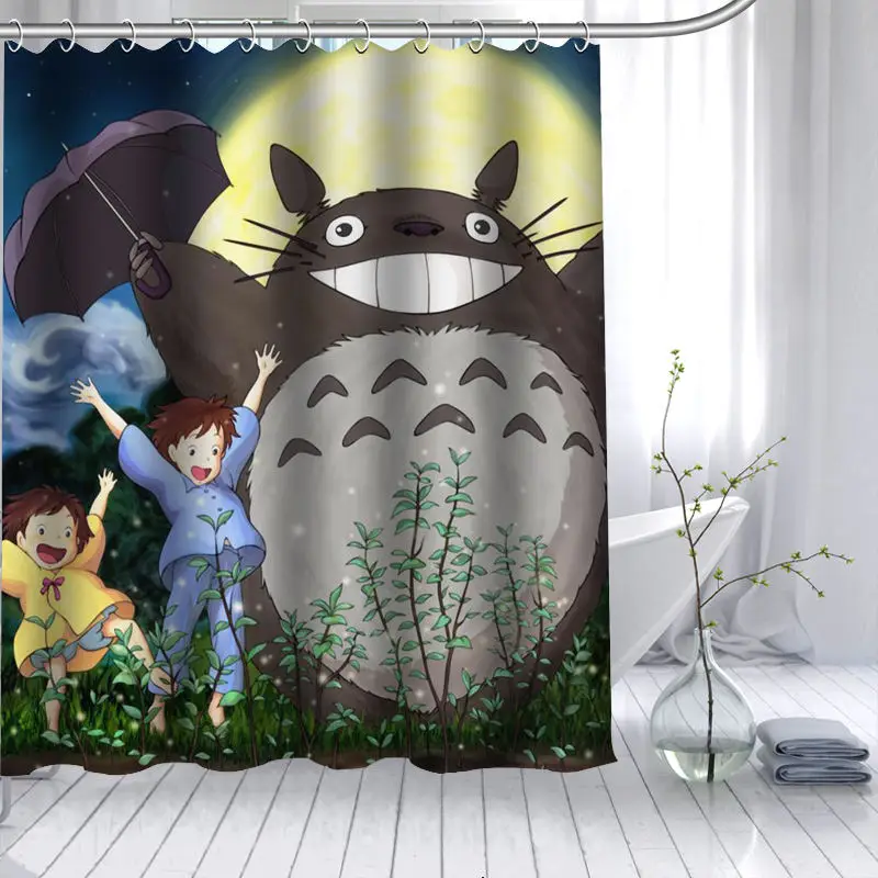 

New My Neighbor Totoro Pattern Shower Curtain 3D Cartoon Waterproof Bathroom Curtain Polyester Fabric for Kids Bath Decor Sets