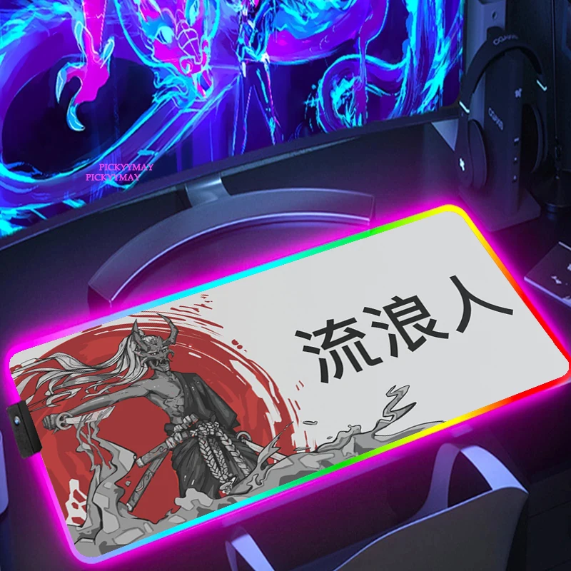 

RGB Wandering Samurai Mouse Pad Large PC Gamer Keyboard Desk Mat Gaming Accessories Carpet LED Computer Table Laptop Mousepad