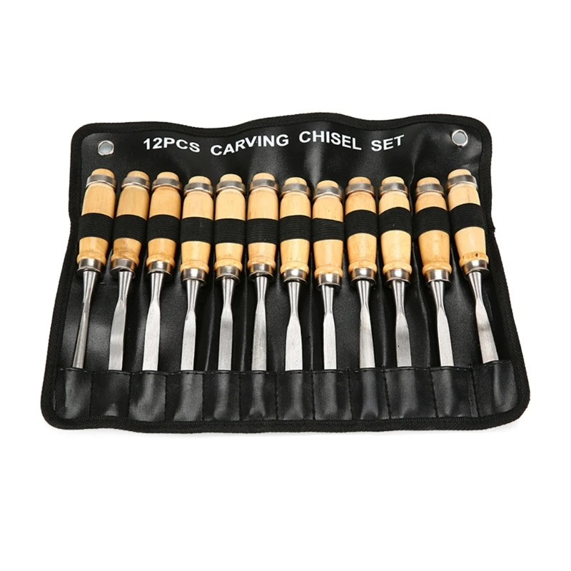 

12x/Set Carving Tool Set Sculpture Woodworking Carving Chisel Set for Hobbyists H053