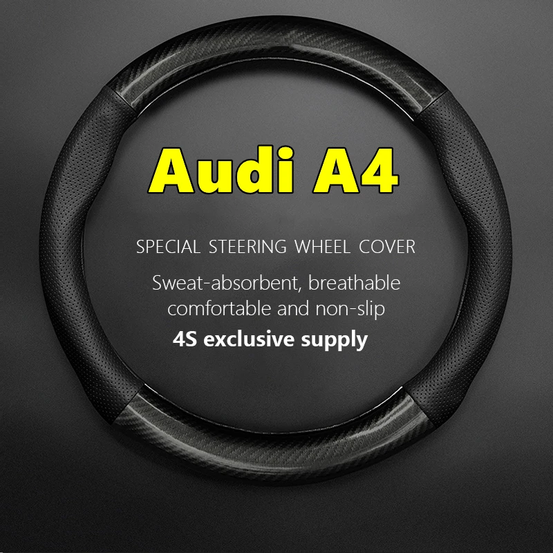 

Тонкий чехол для руля Audi A4, из натуральной кожи, углеродное волокно, подходит для 2,0 3,0 2003 40 TFSI Allroad Quattro 2013 2014
