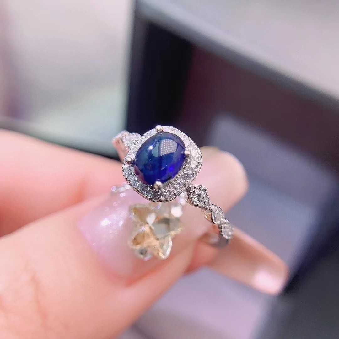 Кольцо с темно-зеленым сапфиром 5 мм * 6 925 карат