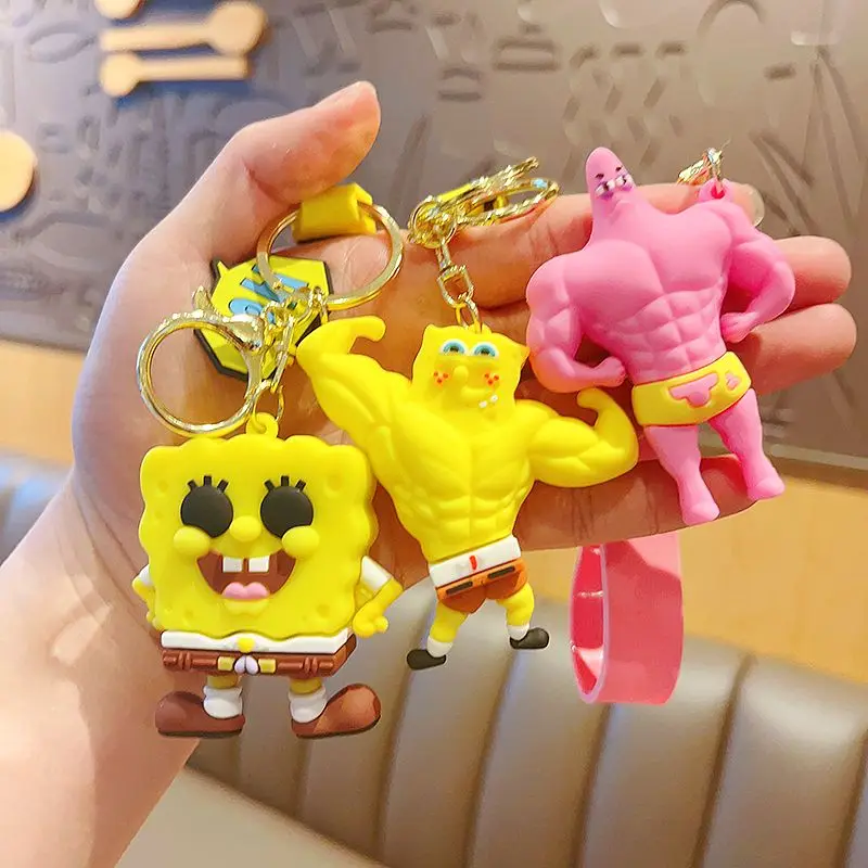 

Spongebob Squarepants Cartoon Cute Kawaii Patrick Star New Creative Funny Hercules Muscle Keychain Pendant
