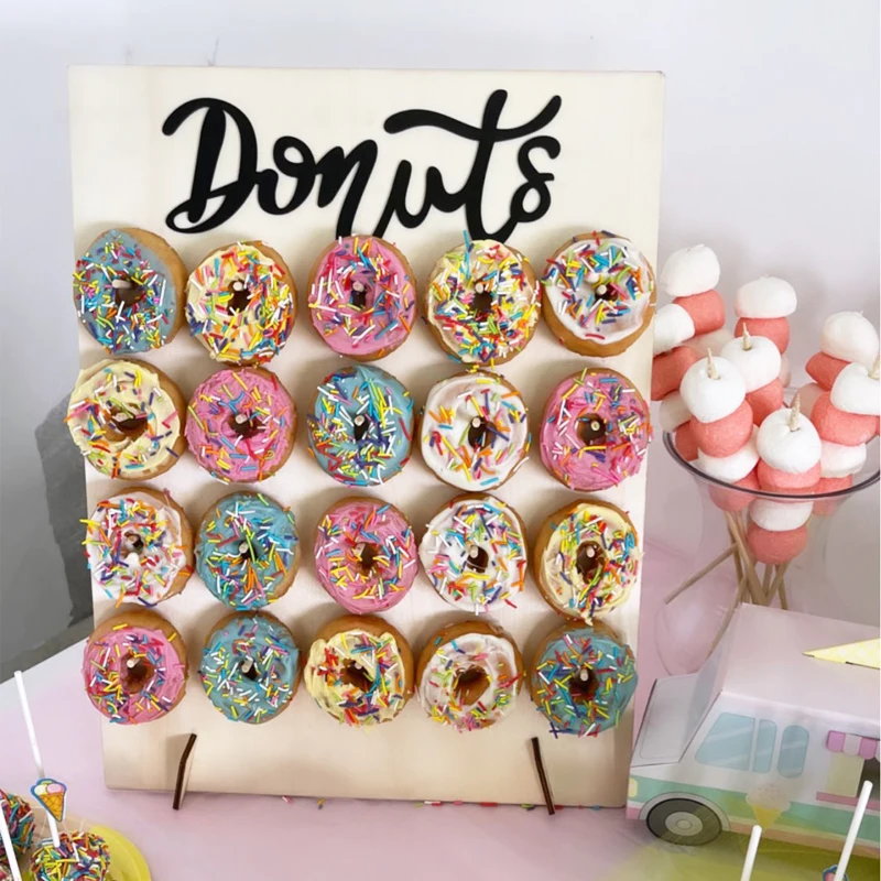 DIY Wooden Donut Wall hanging donuts holder stand boards Rustic Wedding Decoration Table Decor Baby Showers Birthday Party Favor