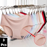 3pcslot womens panties sets underwear cute traceless solid sports sexy briefs middle waisted underpants sexy lady lingerie