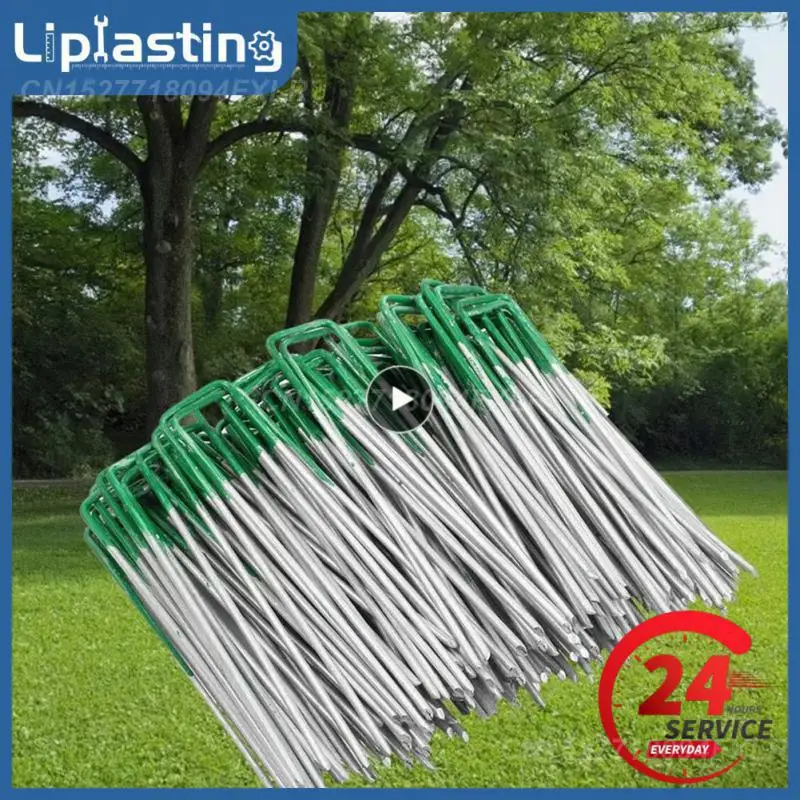 

15cm Ground U Tent Pegs Gazebo Camping Tarpaulin Hooks Galvanised Metal For Fixing Grass Cloth, Greening, Fixed Lawn