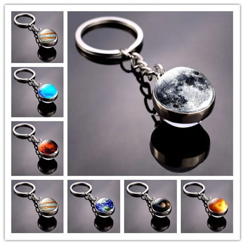 

Solar System Planet Key Buckle Moon Earth Jupiter Neptune Mars Venus Mercury Glass Ball Pendant Fashion Christmas Gift